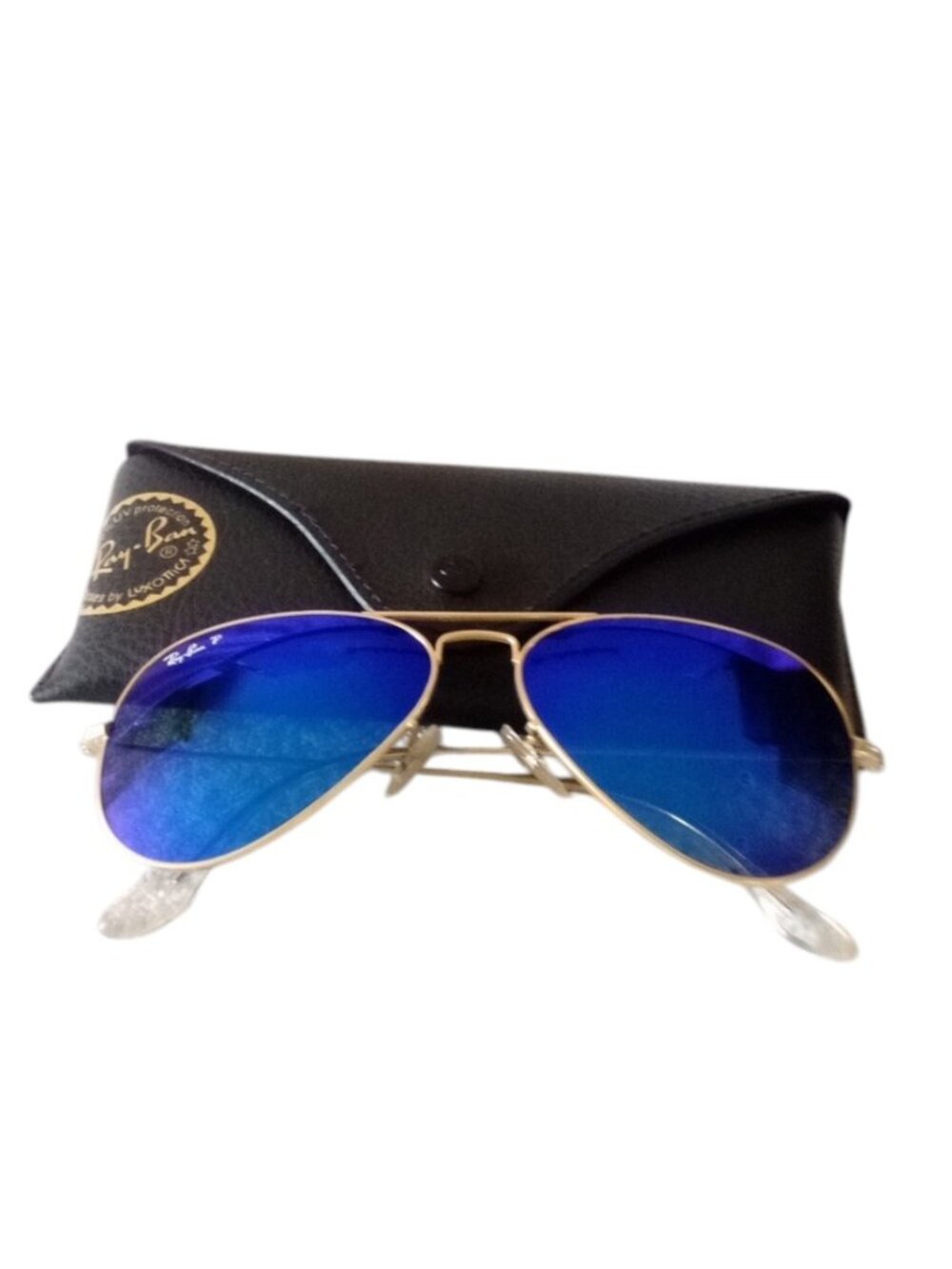 NEW RAY-BAN RB3025 Aviator Sunglasses Matte Gold / Blue Mirror 58mm